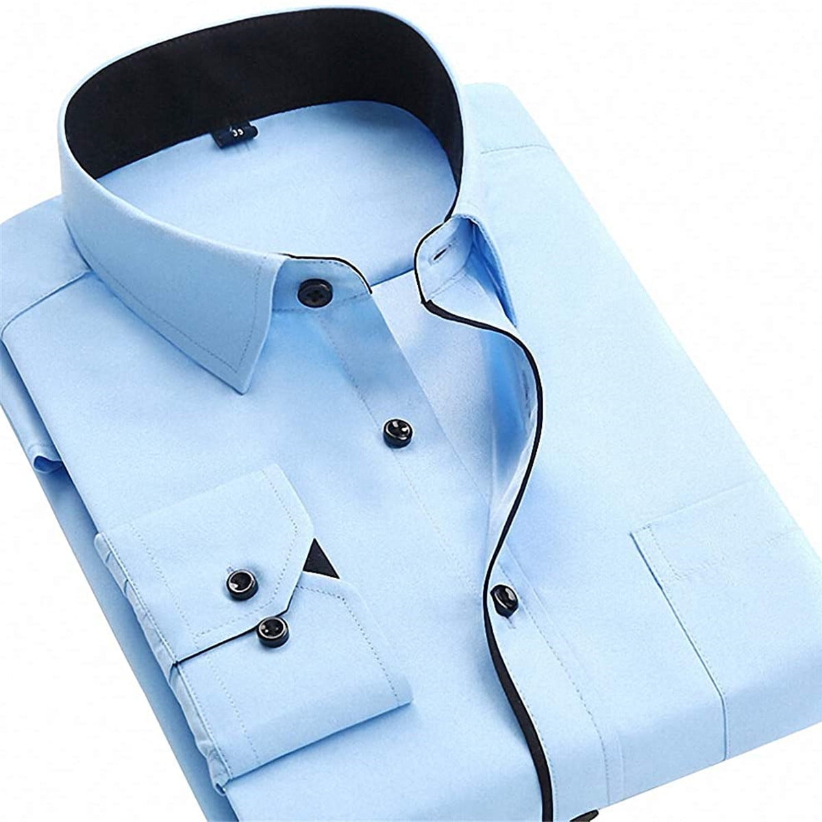 Calsunbaby Mens Long Sleeve Tops Business Work Formal Dress Shirt Light ...