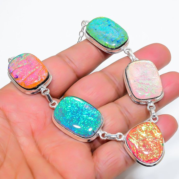 Orange Triplet Opal Gemstone 925 Sterling Silver Jewelry Necklace 18"