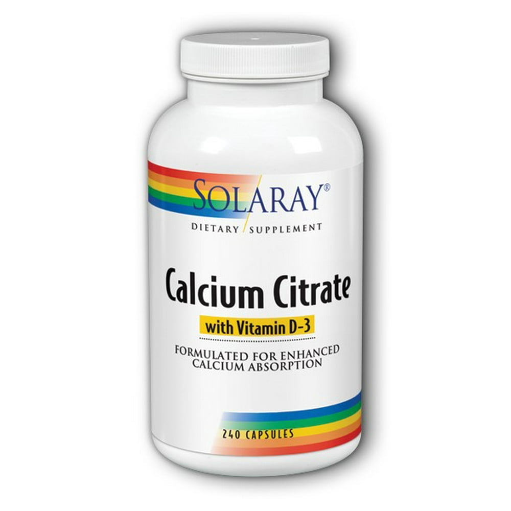 Solaray Calcium Citrate with Vitamin D3 Capsules, 1000 mg, 240 Ct