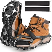 Ice Cleats Snows Crampons Walk Traction Cleats for Boots Shoes, 19 Teeths Grippers Men Women Anti Slip Traction Cleats for Hiking Fishing Mountaineering