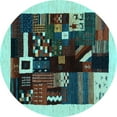 thumbnail image 1 of Ahgly Company Indoor Round Abstract Light Blue Contemporary Area Rugs, 7' Round, 1 of 4
