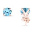 thumbnail image 3 of AFFY 3mm Round Cut Simulated Aquamarine Stud Earrings in 14k Rose Gold Over Sterling Silver, 3 of 5