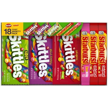 Mars Mixed Skittles & Starburst Variety Pack Chewy Candy Assortment -18 Bars Box