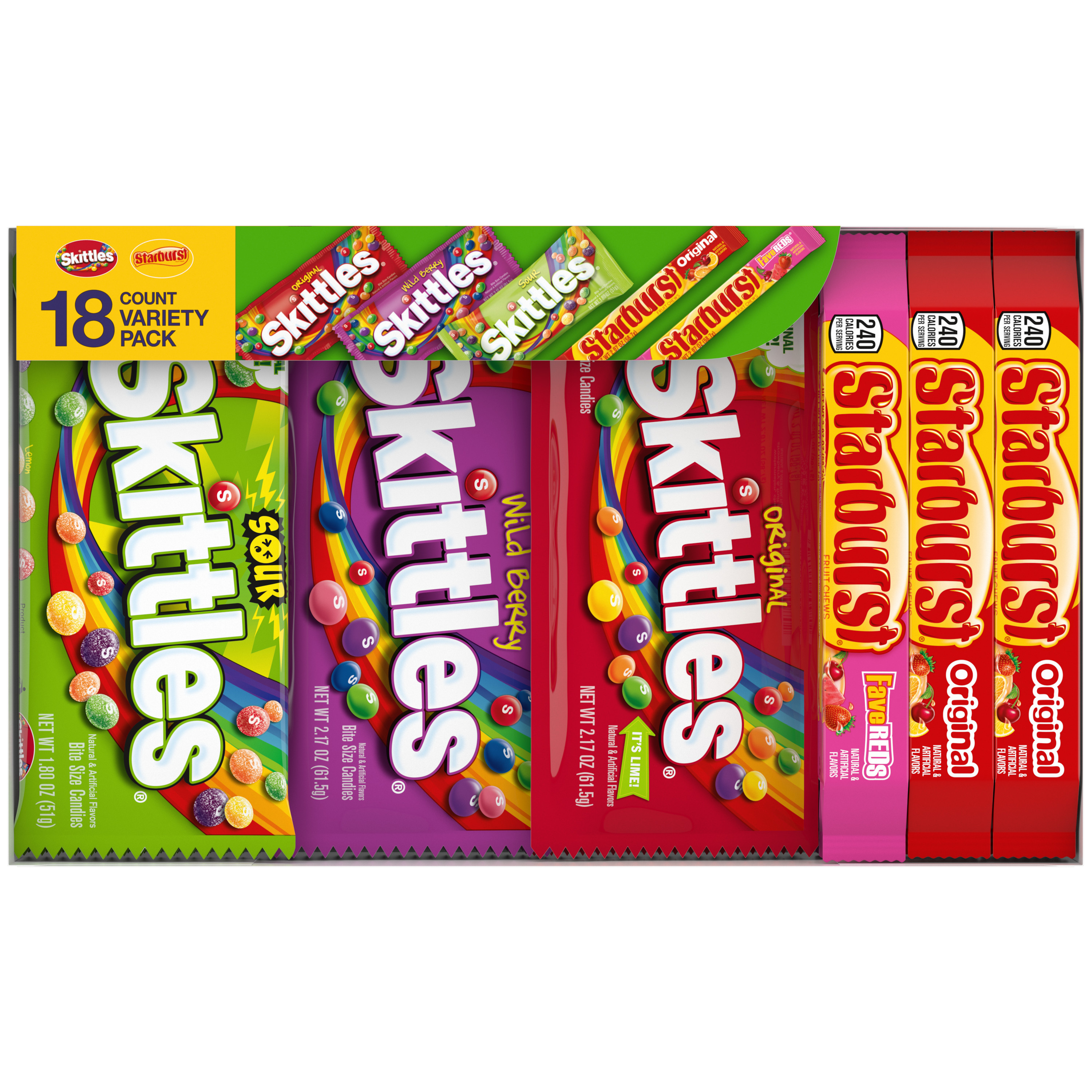 Mars Skittles & Starburst Variety Box, 18 Bars
