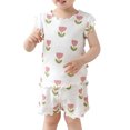 thumbnail image 2 of Spazoro Toddler Girls Homewear Outfit Sets, Graphic Print 2-Pieces Cotton Summer Short Sleeve Shirt and Shorts Sets White Size 3-4 T, 2 of 6
