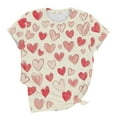 thumbnail image 5 of Craaazy Women's Valentines Short Sleeve Shirts Crew Neck Cute Love Heart Tops Gifts, 5 of 5