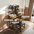 thumbnail image 4 of Jopath Vanity Desk with Mirror and Lights,Makeup Vanity Table with 2 Drawers and Metal Leg,Dressing Table for Bedroom,Dressing Room,Brown, 4 of 8