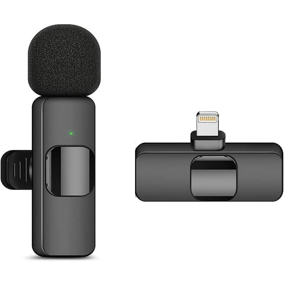 Lavalier Wireless Microphone for iPhone,Mini Microphone for Recording, Live Streaming, YouTube, Tiktok, Facebook, Intelligent Noise Cancelling, Auto Sync, No App