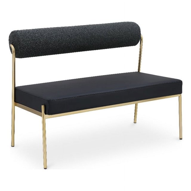 Meridian Furniture Carly Black Vegan Leather Bench