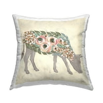 Stupell Industries Rustic Horse Pink Green Floral Body Farmhouse Multi-Color,18 x 7 x 18 Decorative Pillows