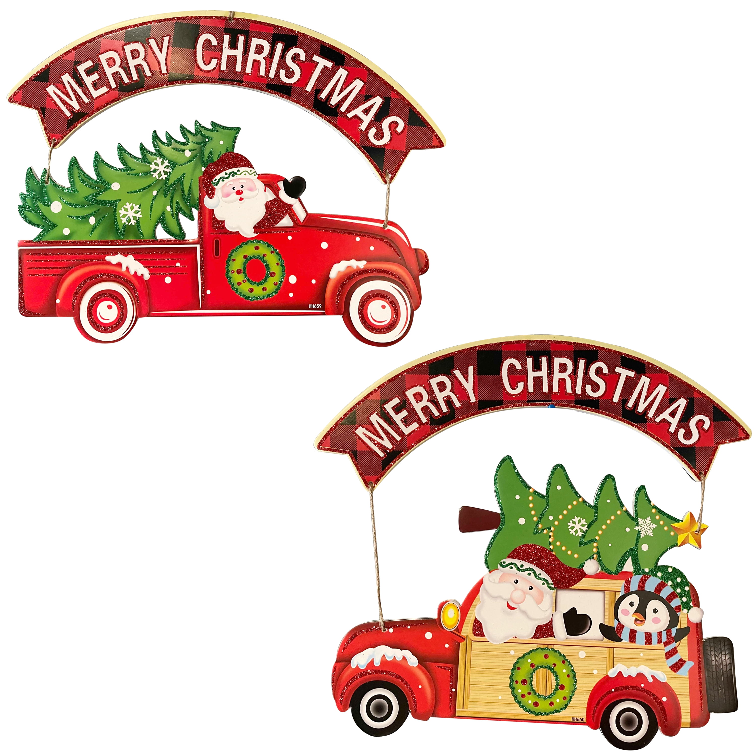 Merry Christmas Sign (Set of 2 Glitter Foam Christmas Signs), Christmas