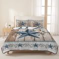 thumbnail image 3 of Twin Quilt Set 68''x86'', Texas Star Rustic Lightweight Summer Bedspread Coverlet Set with 2 Pillow Shams, Country Blue Berry Brown Wooden Plank Breathable All Season Quilt Bedding for Dorm/Bedroom, 3 of 9
