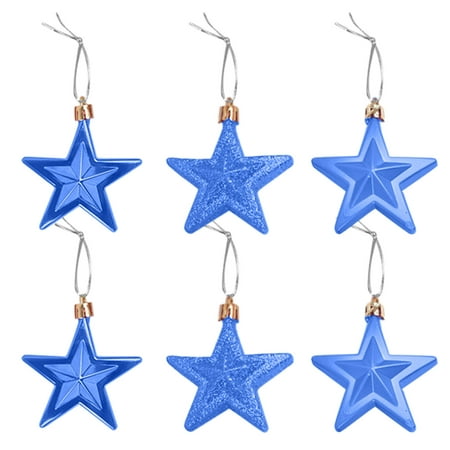 

Heiheiup Independence Day Holiday Decorations 8CM3D Five Pointed Star Bright Powder Pendant Decoration Twig Garland with Lights Plug in