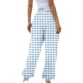thumbnail image 5 of IROINNID Women's Sweatpants Casual Jogger Printing Pocket Elastic Waist Trousers Plaid Straight Pants Sweatpants,Light Blue, 5 of 5