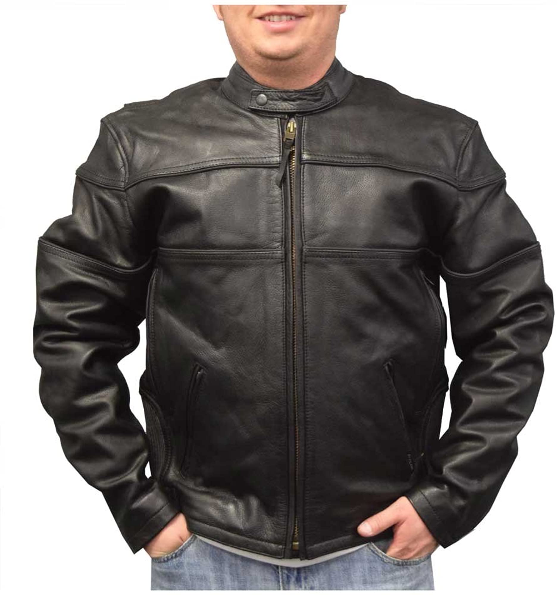 Redline Mens Cowhide Leather Motorcycle 