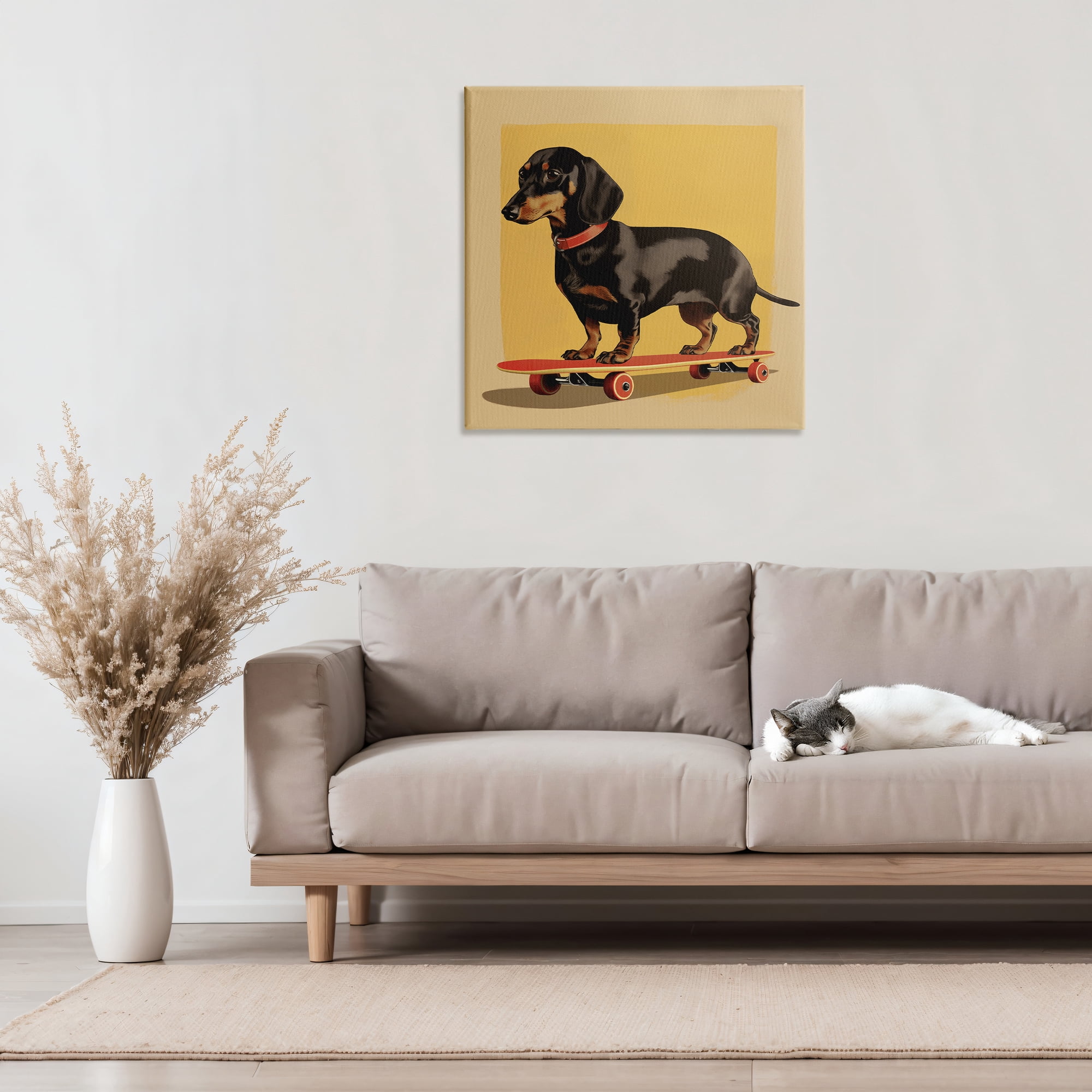 Stupell Industries Dachshund on Red Skateboard Canvas Wall Art, design by Andreas Magnusson