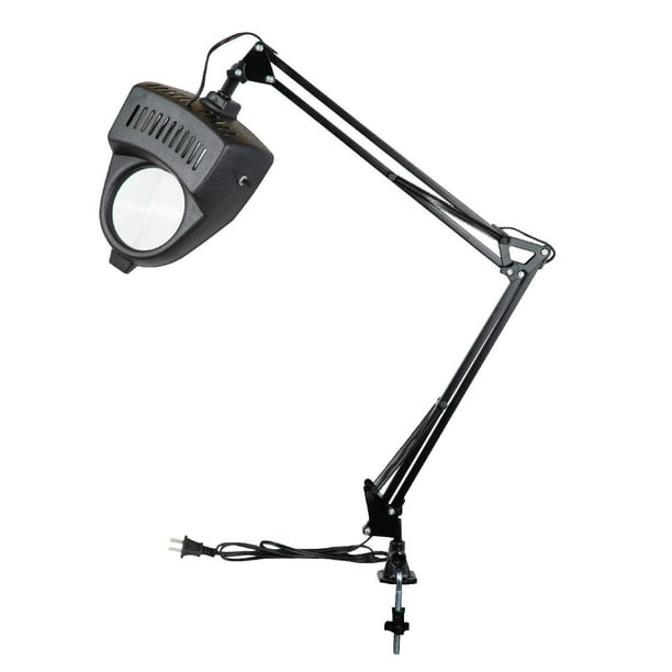 Lupa Escritorio con Luz 100 mm 3x con Prensa 5 cm Color Negro Kingsman