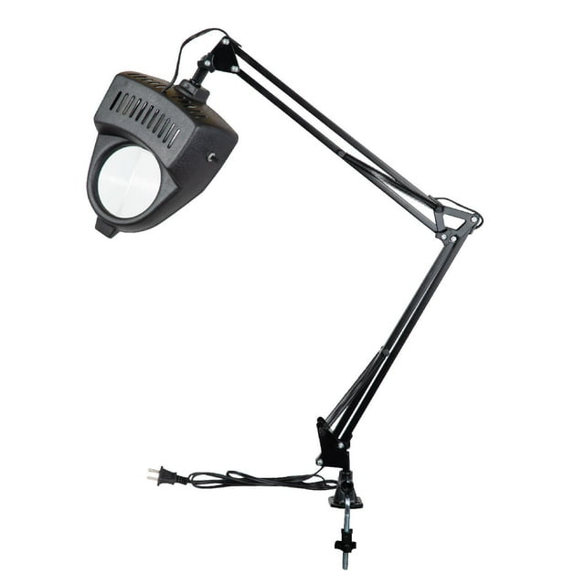 Lupa Escritorio con Luz 100 mm 3x con Prensa 5 cm Color Negro Kingsman