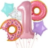 6Pcs Donut Balloon Bouquet 40” Pink One Year Old