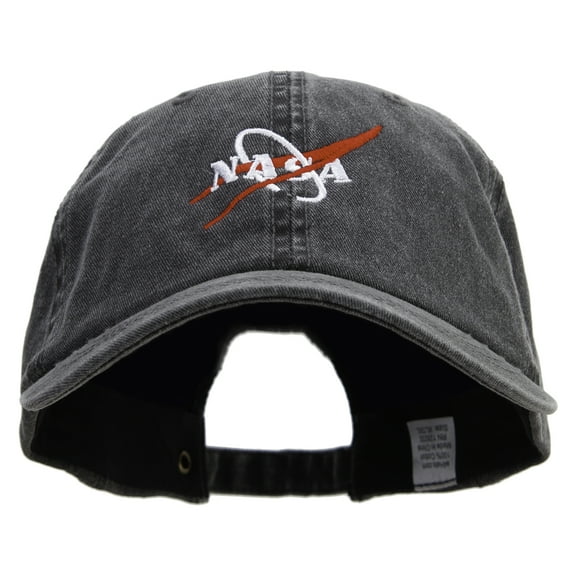 NASA Logo Embroidered Big Size Washed Pigment Dyed Cap - Black XL-3XL
