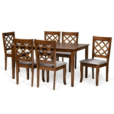 Bowery Hill Grey and Walnut Brown Finished Wood 7-Piece Dining Set
