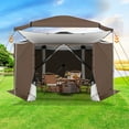 thumbnail image 4 of COBIZI 12x12ft Pop up Gazebo Screen House Tent for Camping, 6-Sided Outdoor Canopy Tent with Removable Roof&Sidewalls, Portable Hub Tent with Carrying Bag and Ground Stakes, Brown(Upgraded), 4 of 12