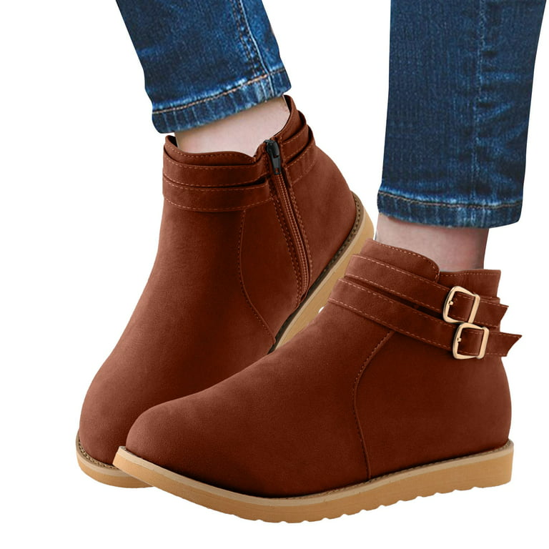 Cathalem Womens Boots Mid Calf No Heel Women Ladies Boot Casual