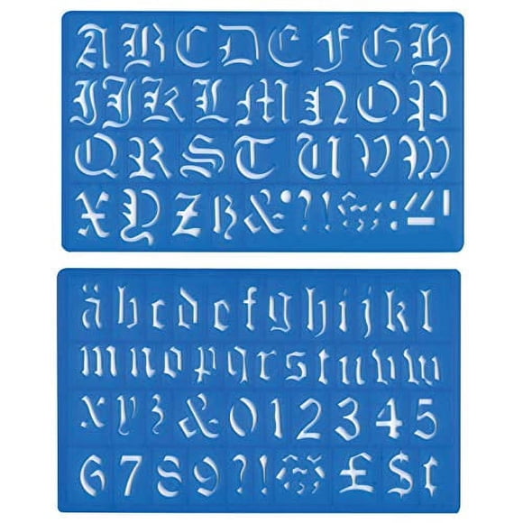 Helix - Pochoir de Lettrage en Anglais Ancien - Lettres, Chiffres et Symboles - 30mm