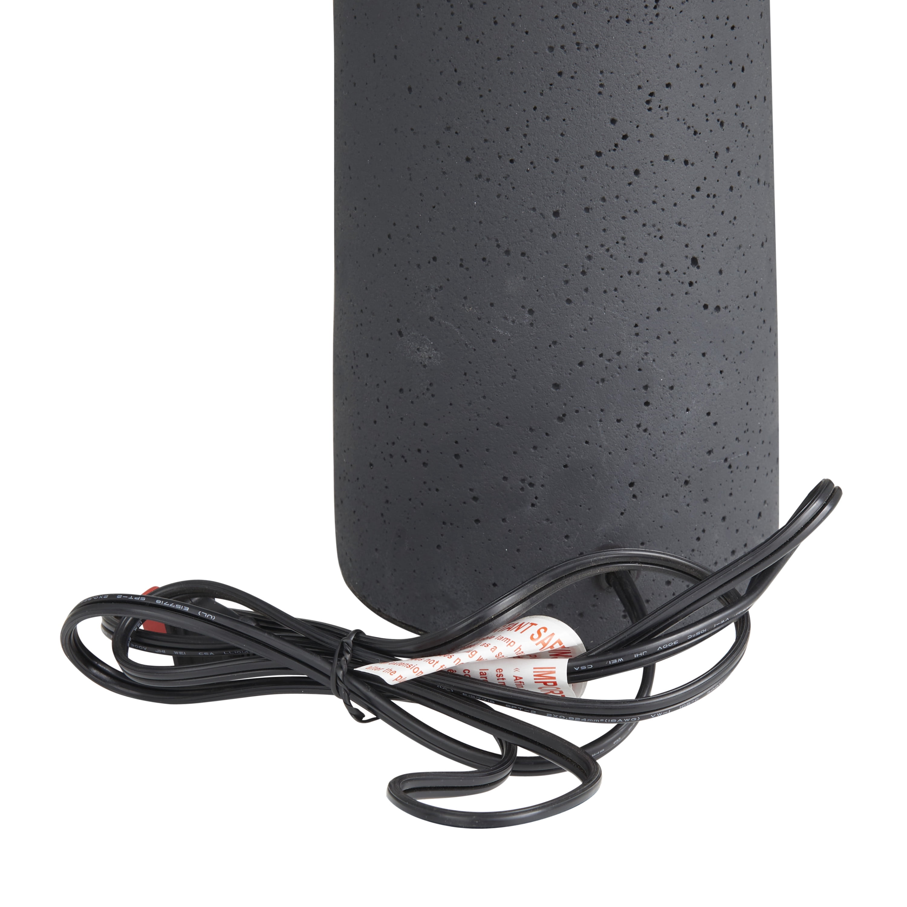 DecMode 14"W, 24"H Cement Modern Table Lamp, Black, 1-Piece
