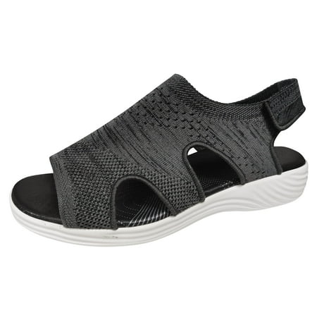 

Ladies Shoes Summer Mesh Hook Loop Breathable Lightweight Platform Sandals Mesh sandals for Women Black
