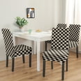 thumbnail image 6 of Chair Covers for Dining Room Set of 4, Stretchy Parson Chair Slipcovers,Black and White Lattice Spandex Banquet Chair Seat Pet Protector Slipcovers for Holiday Home Party, Hotel, 6 of 6