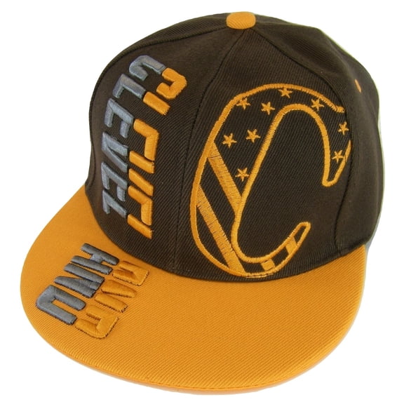 Cleveland Raised Text Adjustable Snapback Baseball Cap (Brown/Orange)