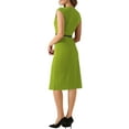 thumbnail image 3 of Vestido elegante de mujer Inspire Chic con mangas cortas, ceñido a la cintura, ideal para el trabajo, color verde claro, talla S, 3 of 6