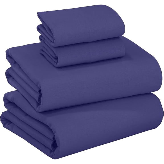 RUVANTI Flannel Sheets California King Size - 100% Cotton Brushed Cal King Bed Sheets Set - Deep Pockets 16 Inches - All Seasons Breathable & Extra Soft - Warm & Cozy, 4 Piece, Dark Blue