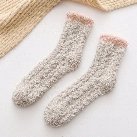 

Winter Fried Dough Twist Half Velvet Socks Middle Tube Female Socks Coral Velvet Socks Casual Warm Floor Socks Adult Towel Socks