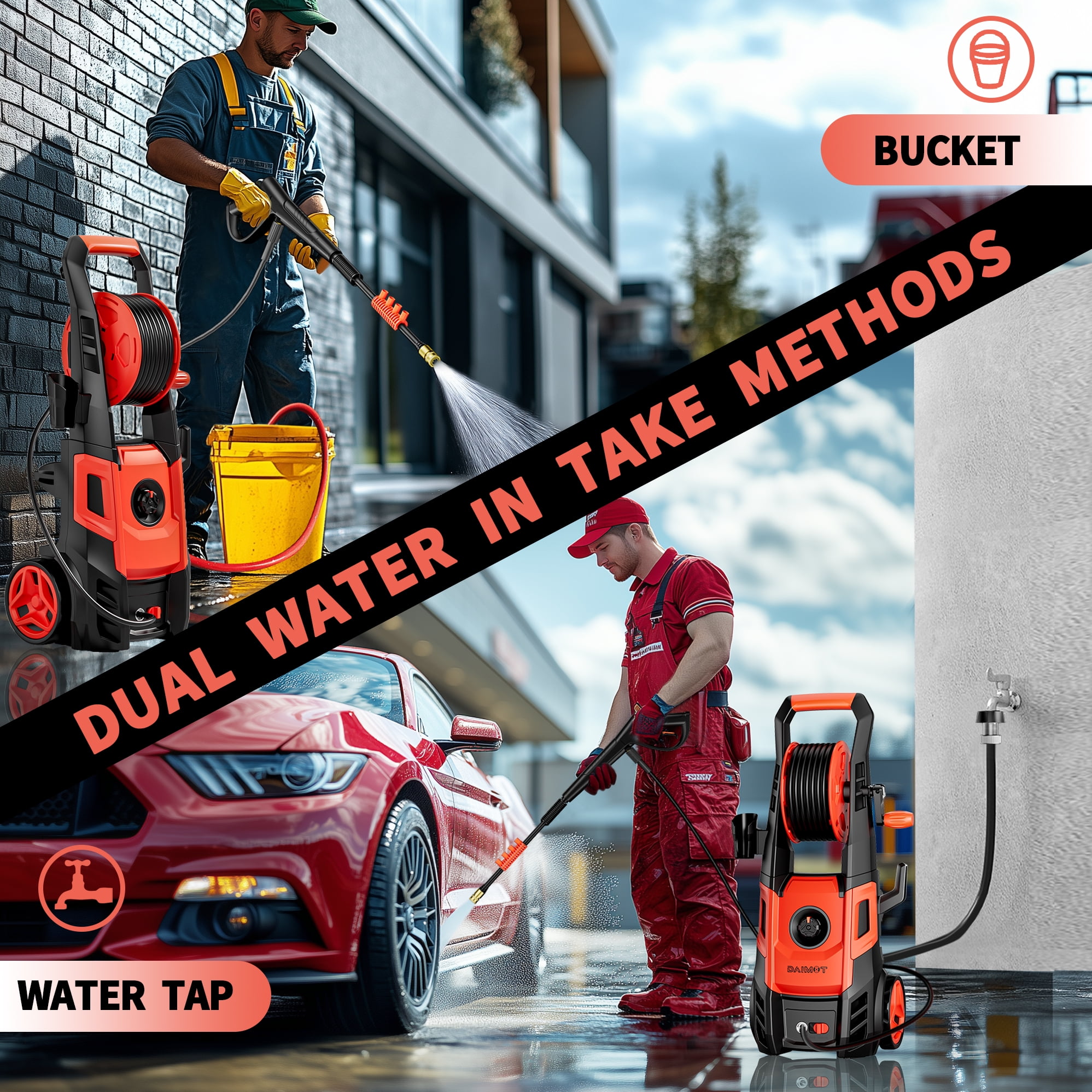 Electric Pressure Washer 3500 PSI, Max 2.4 GPM with Foam Cannon & 4 Nozzle Tips, Electric Power Washer for Cars, Fences, Driveways, Home, Patios - Powerful Power Washers Electric Powered