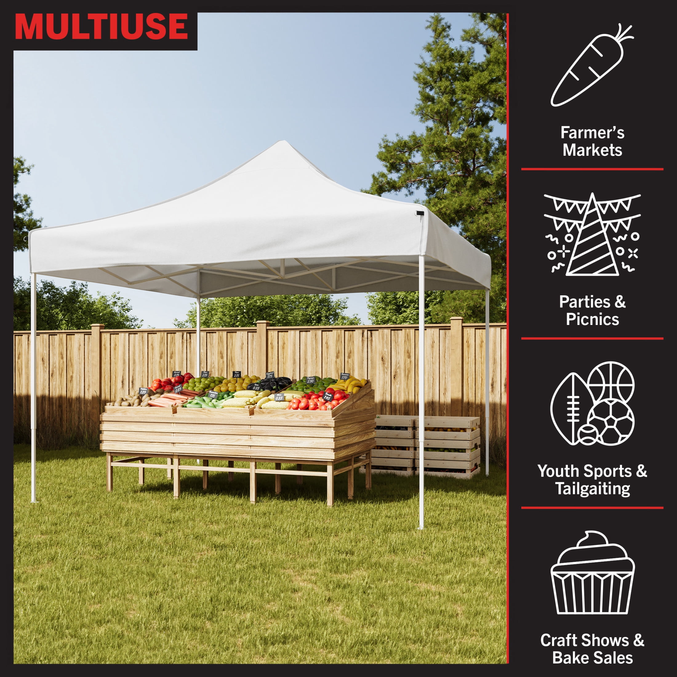 Stalwart 10x10 ft Pop Up Canopy Tent - UPF30 Beach Tent Sun Shelter, White