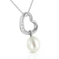 thumbnail image 2 of Galaxy Gold 14k 22" White Gold Open Heart with Genuine Diamond and Pearl Pendant Necklace, 2 of 3