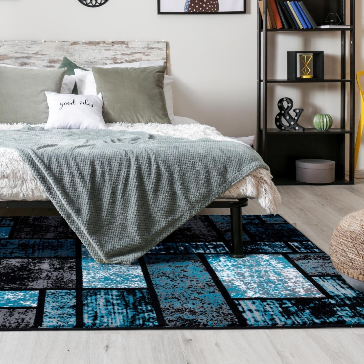 Luxe Weavers 1007 Turquoise Geometric Modern Area Rug 5x7