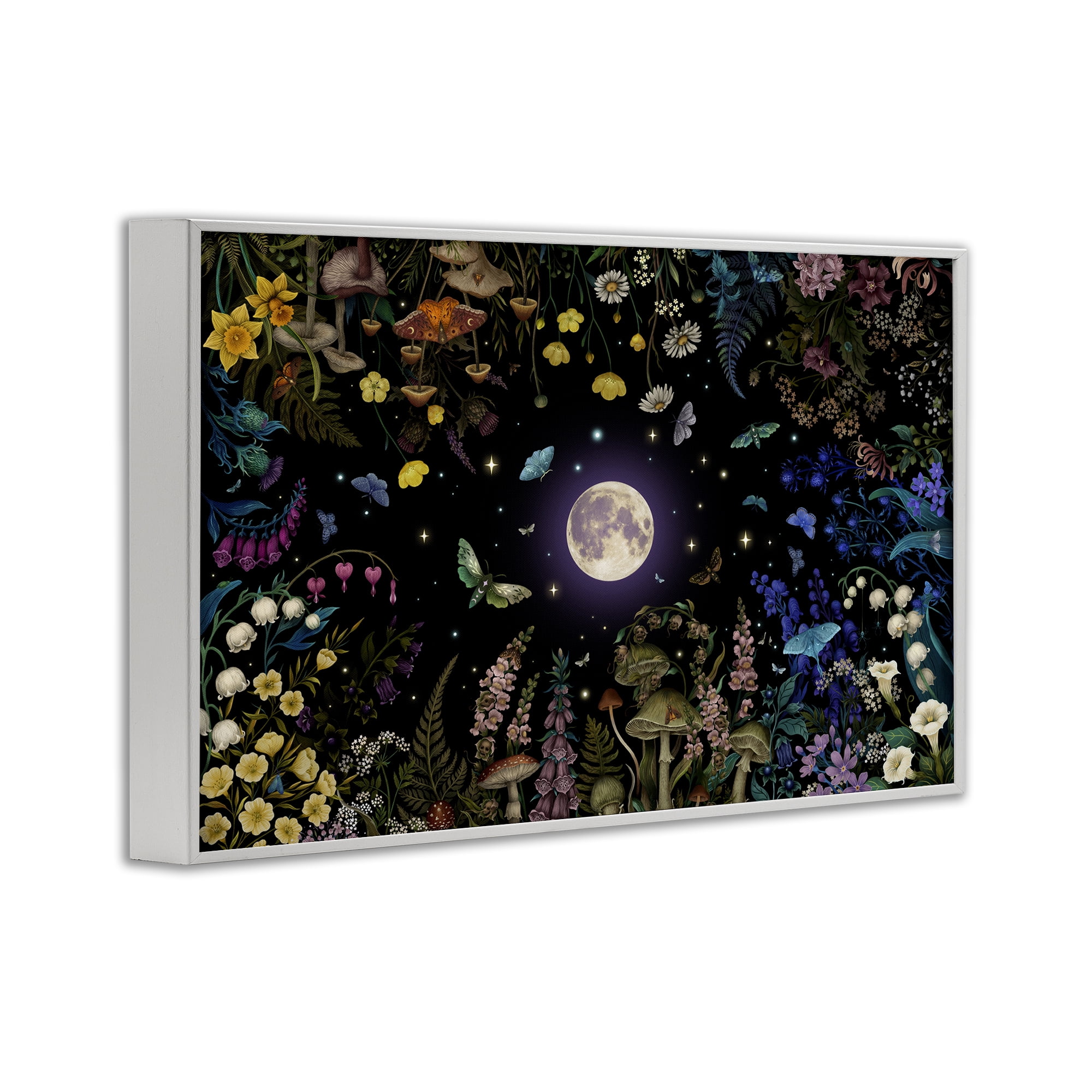 Stupell Industries Night Garden with Moth White Framed Giclee Art, design by Episodic Drawings