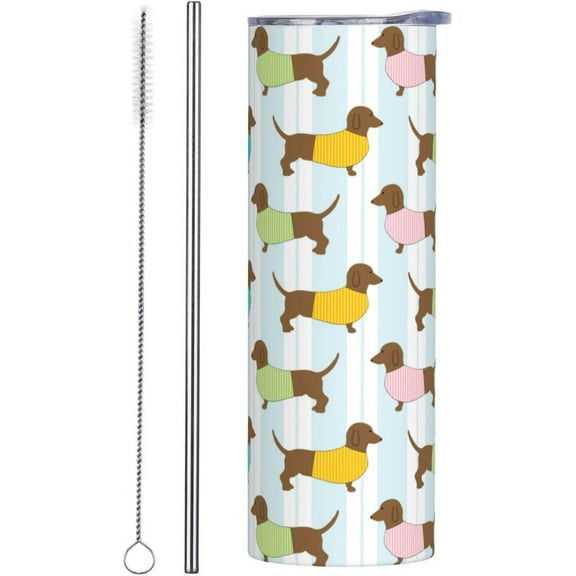 Dachshund Tumbler 20 Oz Gifts For Women Men with Lid and Straw Dog Stainless Steel Cup Insulated Travel Coffee Mug Home Office