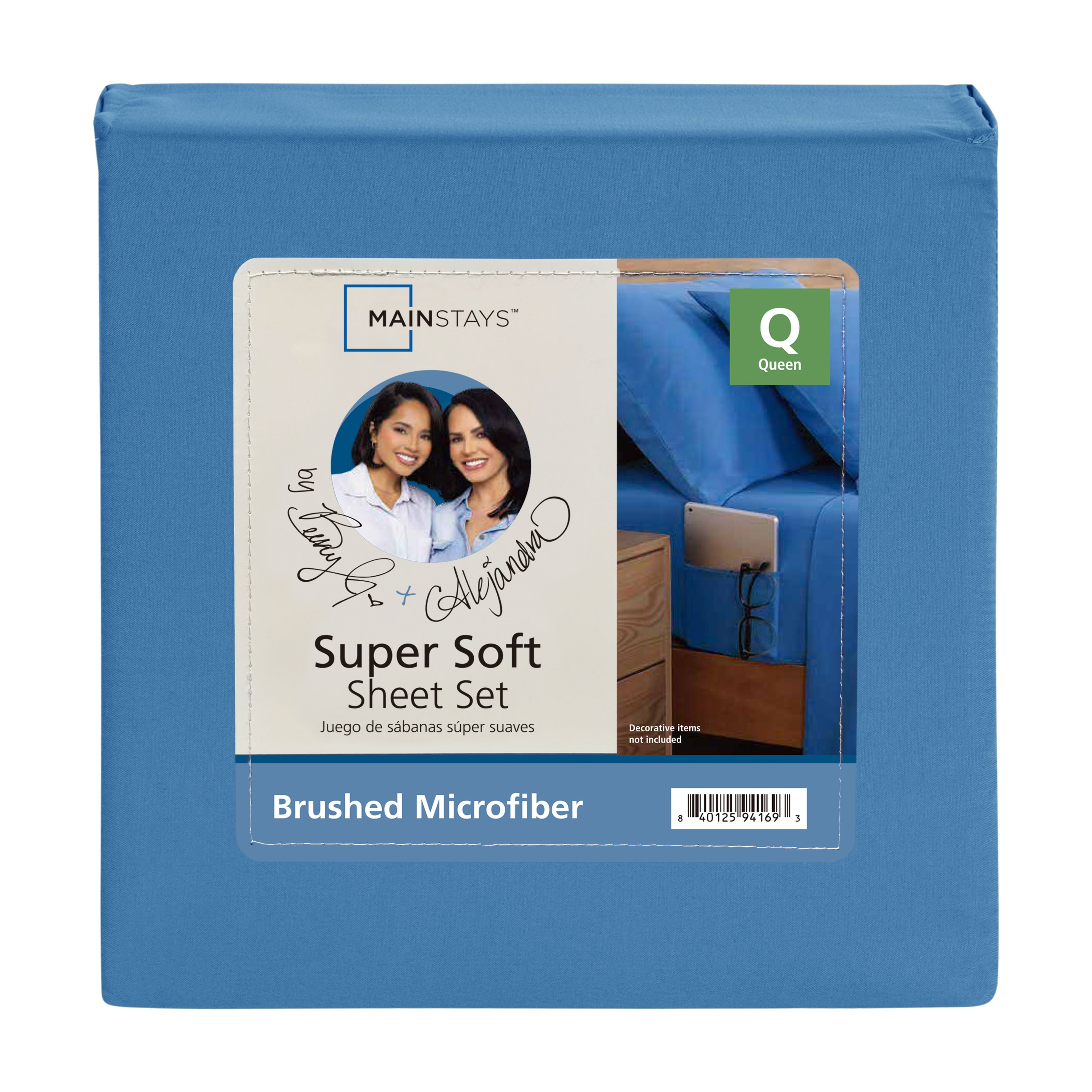 Mainstays by Becky G. & Alejandra 4-Piece Blue Eyes Super Soft Microfiber Bed Sheet Set, Queen