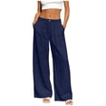 thumbnail image 2 of Wide Leg Pants Woman Lounge Casual High Waisted Comfy Pants with Pockets Summer Fashion Clothing, 2 of 8