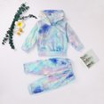 thumbnail image 3 of Xudanell Baby Winter Clothes Tie-Dye Hooded Sweatshirt Essentials Sweatpants Outfits Breathable Linen Pants Set 6-12 Months Blue, 3 of 5