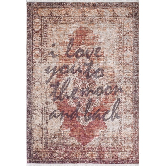 Kaluszyn Brown Medallion Polyester Area Rugs for Living Room Washable Rugs Boho Moroccan Area Rug Soft Geometric Bohemian Carpet Distressed Indoor Rug for Bedroom Dining Room Office Nonslip Rug