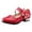 Red, variant on REDARER Rhinestone Bow Double Strap Performance Dance Leather Dress Shoes, Round Toe Low Block Heel, (Girls'),7-8 Years