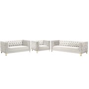 Glam Cream Velvet Tufted Sofa Set 3Pcs MICHELLE Meridian Contemporary Modern