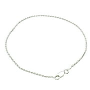 Sterling Silver 1.5mm Diamond-Cut Rope Nickel Free Chain Anklet Italy, 10"