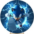 thumbnail image 3 of Fondo azul redondo de Sonic, decoración para fiesta de cumpleaños de niños, fondo para fotografía de baby shower, anillo dorado, círculo, accesorio de estudio, 3 of 4