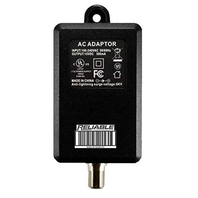 Power Supply, High Efficiency Oem Replacement Wall Mount Adapter For Catv Drop Amplifiers 15V 500Ma (0.5A) With F-Type Connection, Doe Level Vi Rated